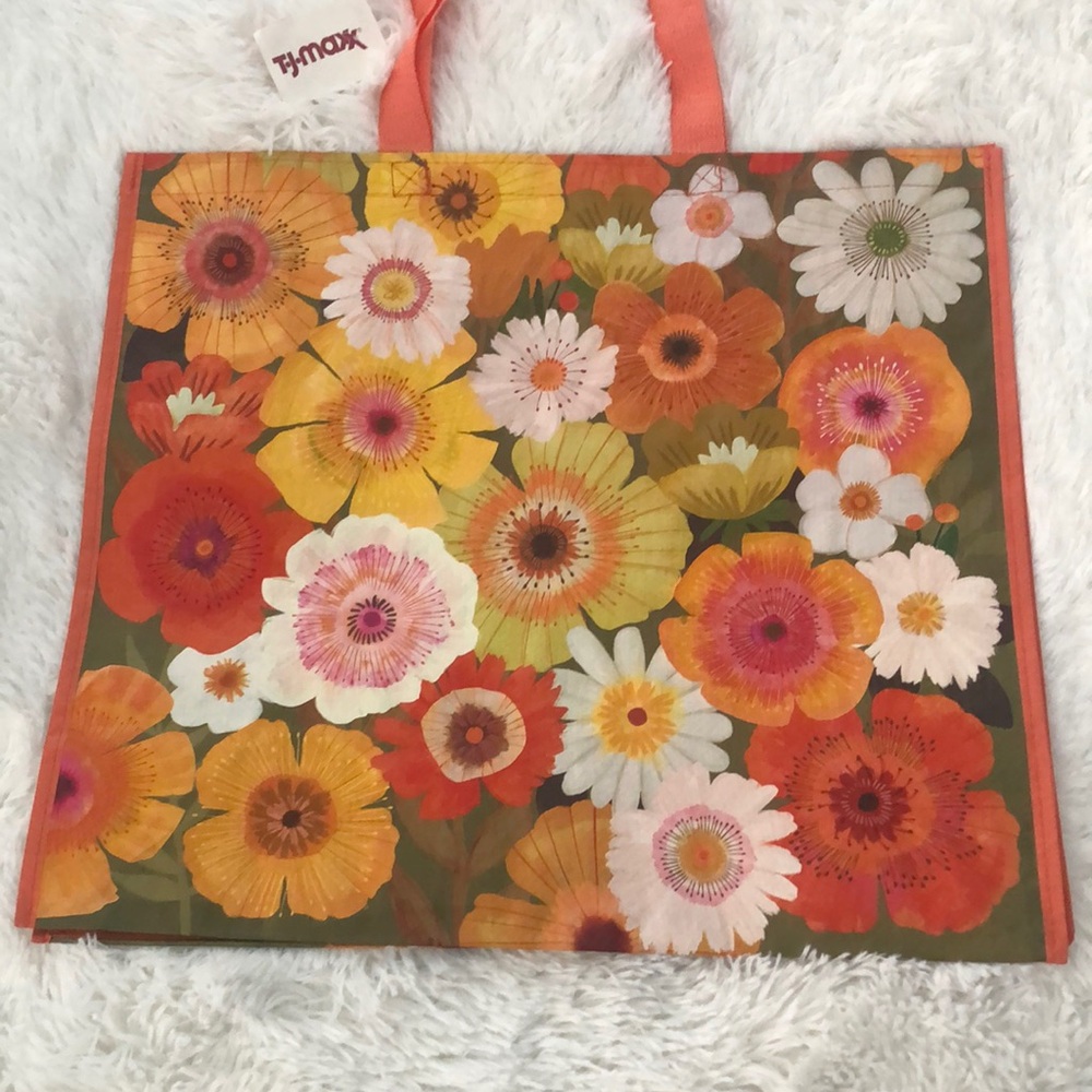 Reusable Shopping Bag Vintage 70s Flowers Look NWT